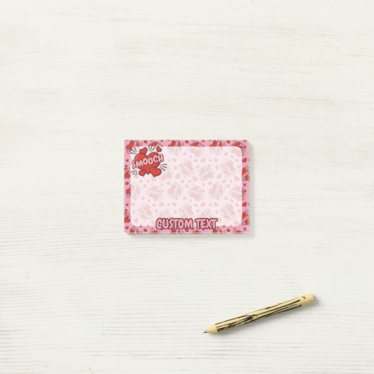 Küssen von Comic Sound Effect Pattern Post-it Klebezettel (Auf Schreibtisch)