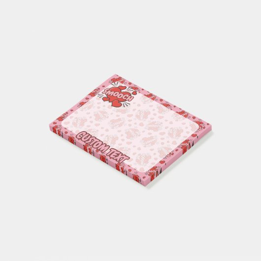 Küssen von Comic Sound Effect Pattern Post-it Klebezettel (angewinkelt)