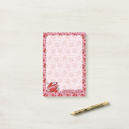 Küssen von Comic Sound Effect Pattern Post-it Klebezettel (Auf Schreibtisch)