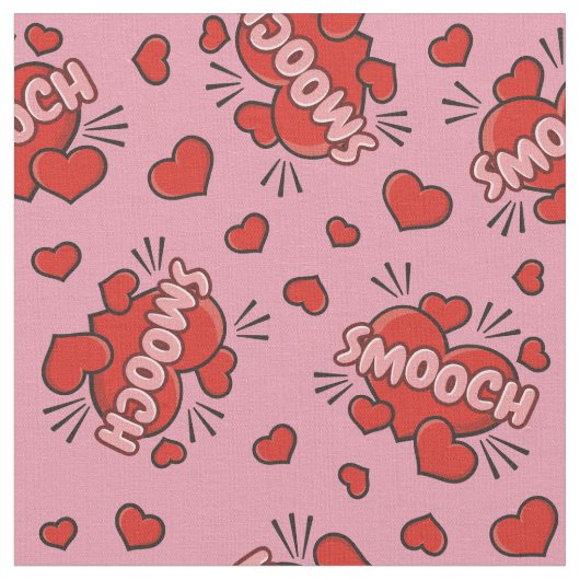 Küssen von Comic Sound Effect Pattern Stoff (Nahaufnahme)