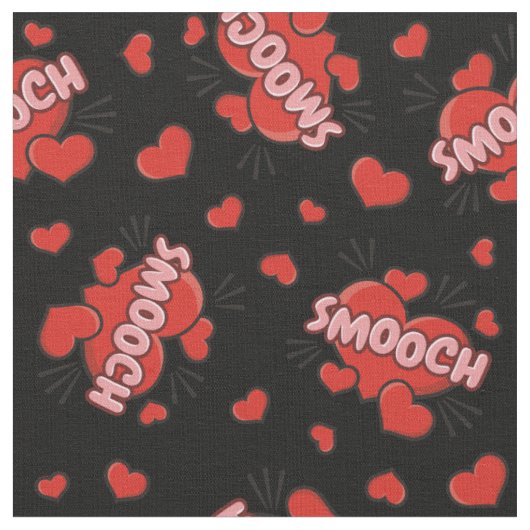 Küssen von Comic Sound Effect Pattern Stoff (Nahaufnahme)