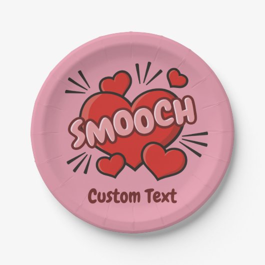 Küssen von Comic-Sound-Effekt Pappteller (Vorderseite)