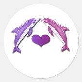 Küssen von Delphinen Runder Aufkleber (Vorderseite)