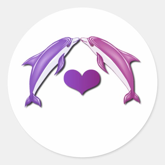 Küssen von Delphinen Runder Aufkleber (Vorderseite)