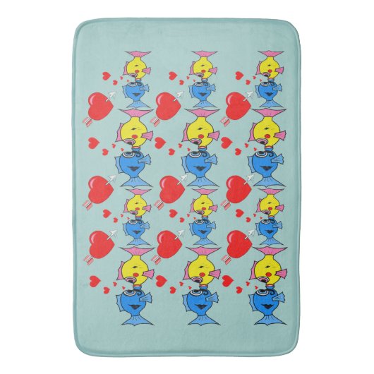 Küssen von Fisch in Liebe Bath Mat Badematte (Vorderseite Vertikal)