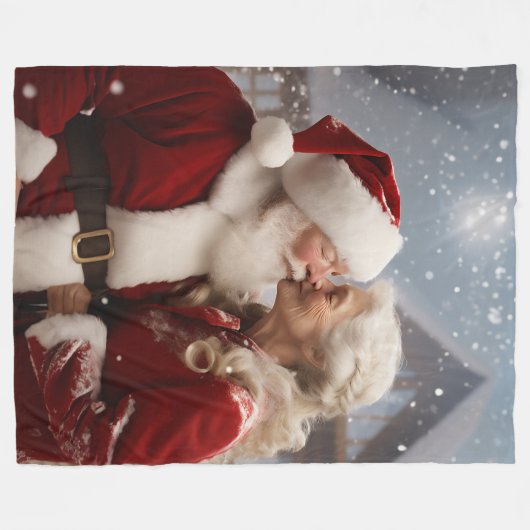 Küssen von Herrn und Frau Santa Claus Fleecedecke (Vorderseite (Horizontal))