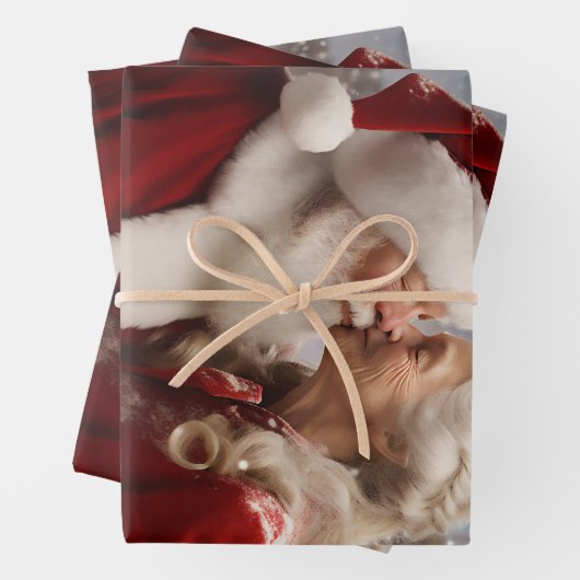 Küssen von Herrn und Frau Santa Claus Geschenkpapier Set (Beispiel)