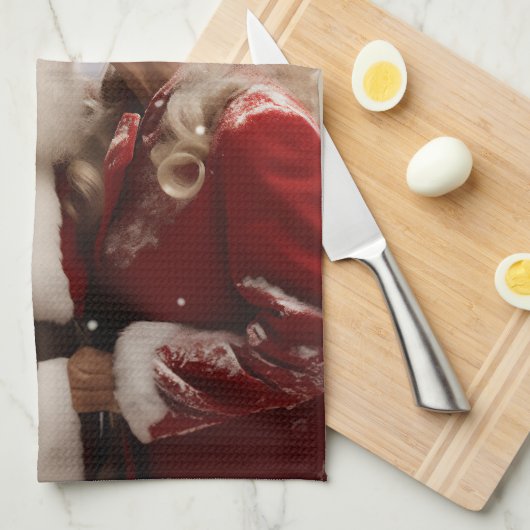 Küssen von Herrn und Frau Santa Claus Geschirrtuch (Viertel Falte)