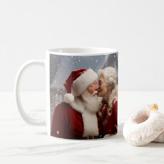 Küssen von Herrn und Frau Santa Claus Kaffeetasse (Mit Donut)