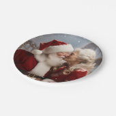 Küssen von Herrn und Frau Santa Claus Pappteller (Schrägansicht)