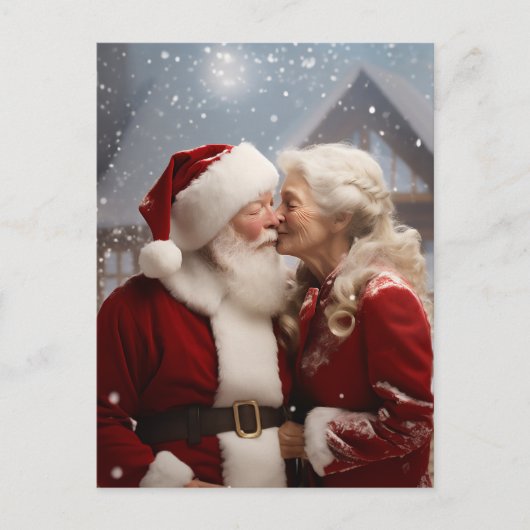 Küssen von Herrn und Frau Santa Claus Postkarte (Vorderseite)