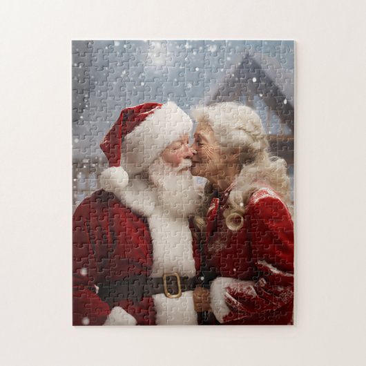 Küssen von Herrn und Frau Santa Claus Puzzle (Vertikal)