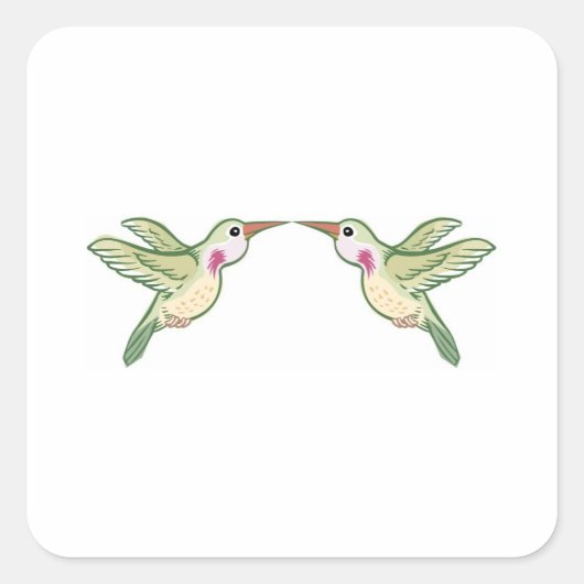 Küssen von Hummingbirds Quadratischer Aufkleber (Vorderseite)