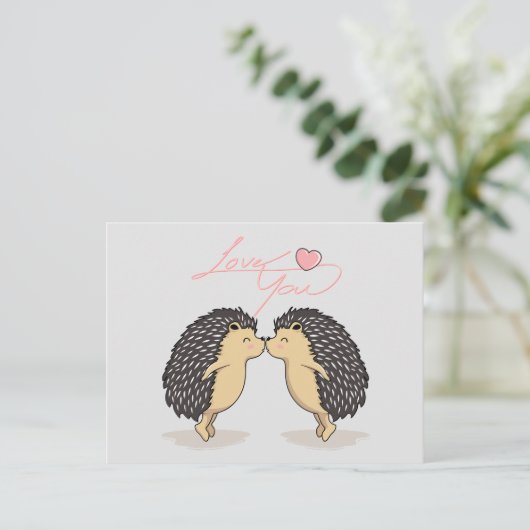 Küssen von Igeln Postkarte (Stehend Vorderseite)