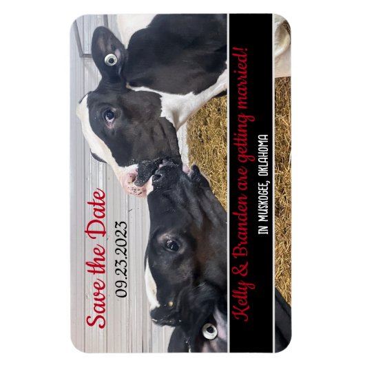Küssen von Kälbern Hochzeit Speichern Sie das Datu Magnet (Vertikal)