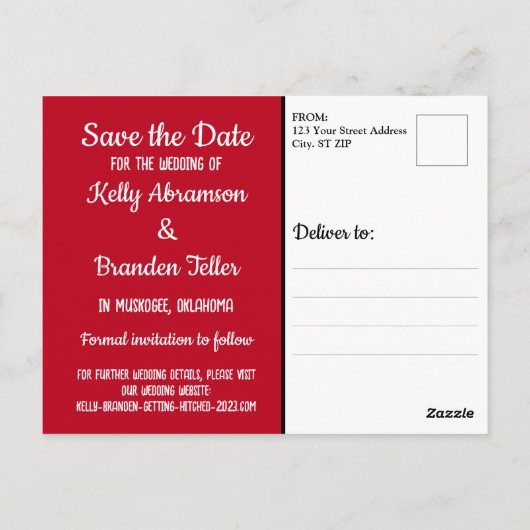 Küssen von Kälbern Hochzeit Speichern Sie das Datu Postkarte (Rückseite)