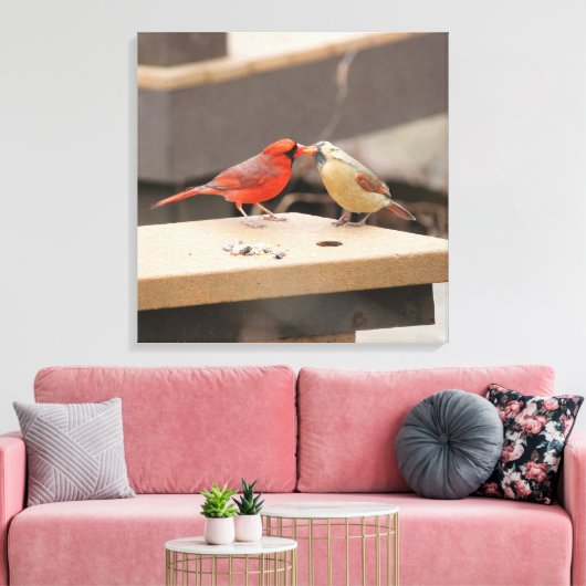 Küssen von Kardinälen Leinwanddruck (Insitu (Wohnzimmer))