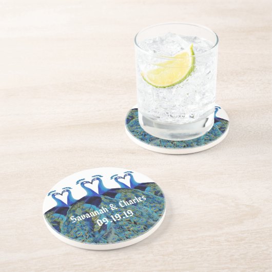 Küssen von Peacocks Getränkeuntersetzer (Seite)