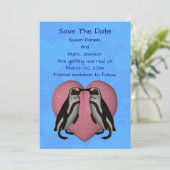 Küssen von Pinguinen Niedliche Hochzeit Save The Date (Stehend Vorderseite)