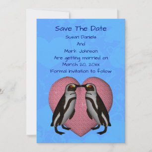 Küssen von Pinguinen Niedliche Hochzeit Save The Date