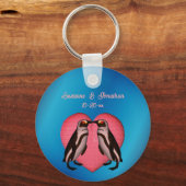 Küssen von Pinguinen Niedliche Personalisierte Hoc Schlüsselanhänger (Vorderseite)