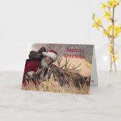 Küssen von Santa und Elch geklappte Grußkarte Karte (Gelbe Blume)