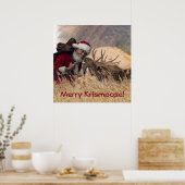 Küssen von Santa und Elch Poster (Küche)