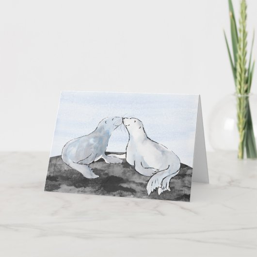 Küssen von Siegeln Valentinstag-Karte Karte (Vorderseite)