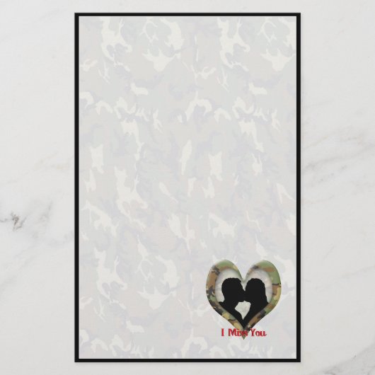 Küssen von Silhouette "I Miss You" Briefpapier (Vorderseite)