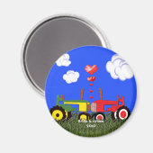 Küssen von Traktoren unter Herz Magnet (Vorderseite/Rückseite)