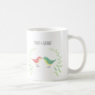 Küssen von Vögeln Niedlichen Wald Love Birds ind Kaffeetasse
