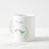 Küssen von Vögeln Niedlichen Wald Love Birds indiv Kaffeetasse (Vorderseite Links)