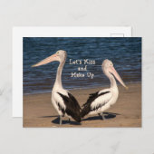 "Küssen wir uns die Pelikane am Strand aus" Postkarte (Vorne/Hinten)