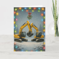 Küssende Bagger Weihnachtskarte