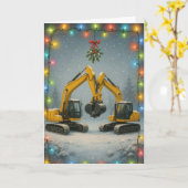 Küssende Bagger Weihnachtskarte Karte (Gelbe Blume)