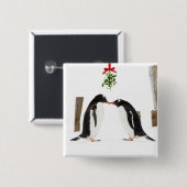 Küssende Gentoo Pinguine - Knopf Button (Vorne & Hinten)