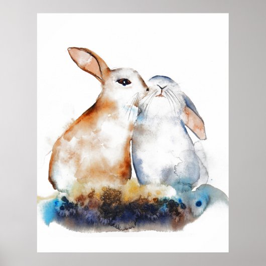 Küssende Kaninchen Poster (Vorne)