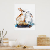 Küssende Kaninchen Poster (Küche)