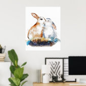 Küssende Kaninchen Poster (Heimbüro)