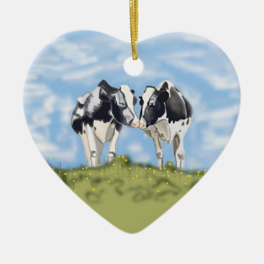 Küssende Kühe Keramik Ornament (Vorne)