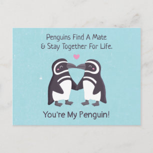 Küssende Pinguine, Lustig bist du mein Pinguin Postkarte