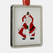 Küssende Verzierung Sankt und Frau Clause Silbernes Ornament (Rechts)