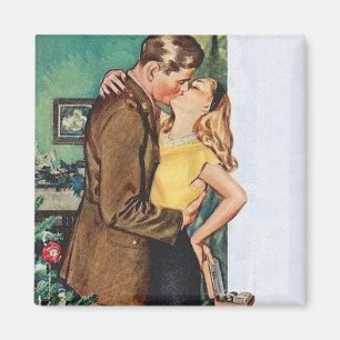 Küssendes Paar Weihnachten Vintage Magnet