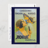 Küsst durch eine Schmetterlingsschokolade Vintage Postkarte (Vorne/Hinten)