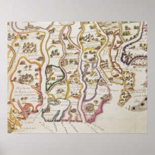 Küste Afrikas und Fluss Gambia 1622 Poster