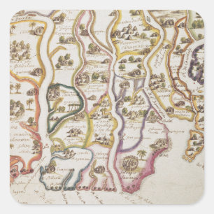 Küste Afrikas und Fluss Gambia 1622 Quadratischer Aufkleber
