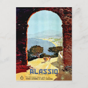 Küste Alassio, Italien, Aussicht vom Bogen, Vintag Postkarte