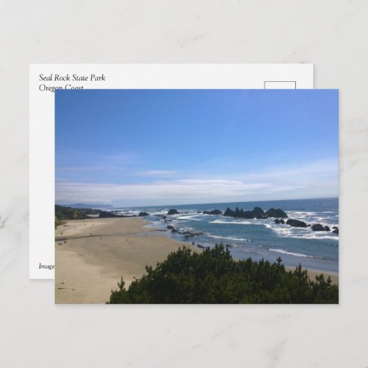 Küste am Siegel Rock, Oregon Postkarte (Vorne/Hinten)