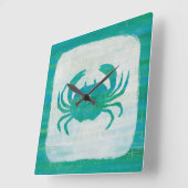 Küste | Aqua Crab Quadratische Wanduhr (Winkel)