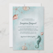 Küste | Beach Blue Seashells Brautparty Einladung (Vorderseite)